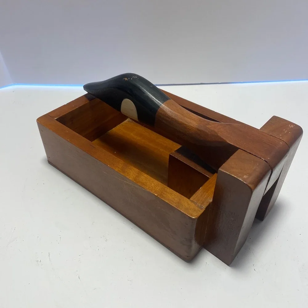 Handmade Wooden Goose Nutcracker Vintage Brown Black Good Rustic Cabin Decor